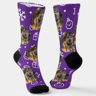 Chaussette Blob de photo personnalisé - Husky d'hiver