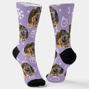 Chaussette Blob de photo personnalisé - Husky d'hiver 