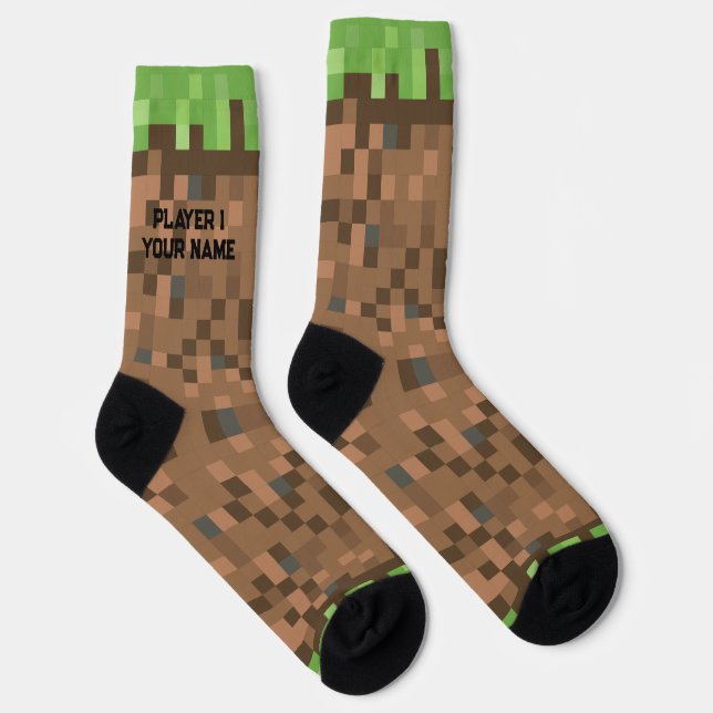 Chaussette Bloc Chaussettes Pixel Pixel - Nom personnalisé (Droite)