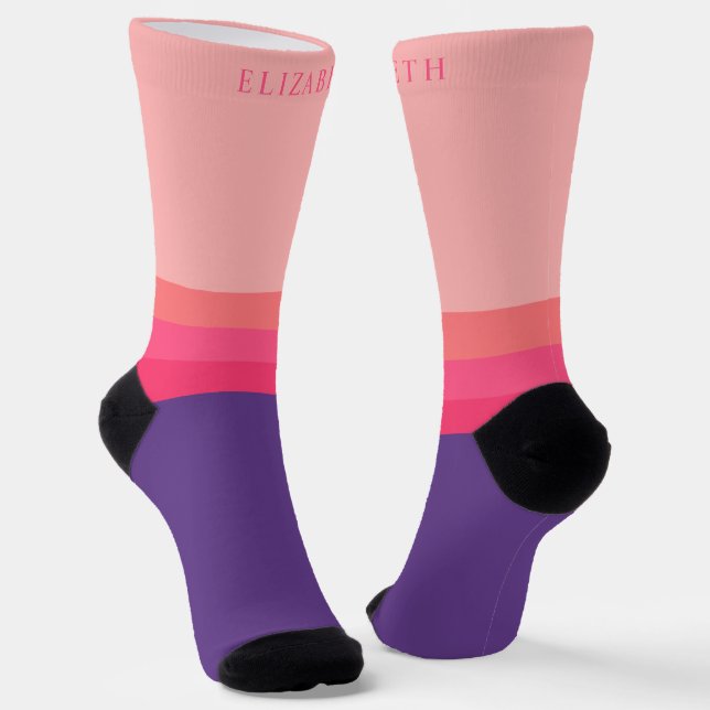 Chaussette Bloc de couleur bleu foncé rose foncé personnalisé (Angulaire)