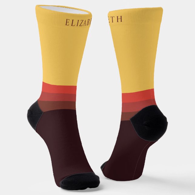 Chaussette Bloc de couleur noir marron jaune personnalisé (Angulaire)