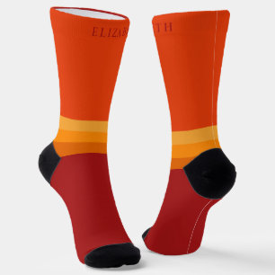 Chaussette Bloc de couleur rouge jaune orange personnalisé