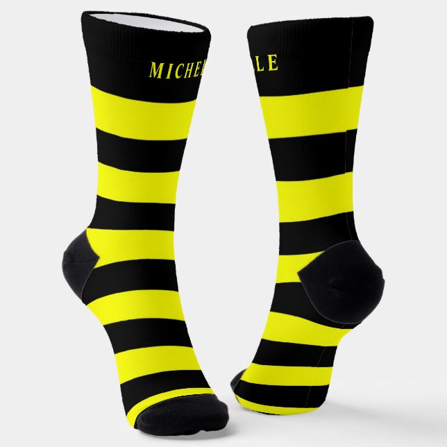 Chaussette Blocage noir jaune pour nom personnalisé (Angulaire)