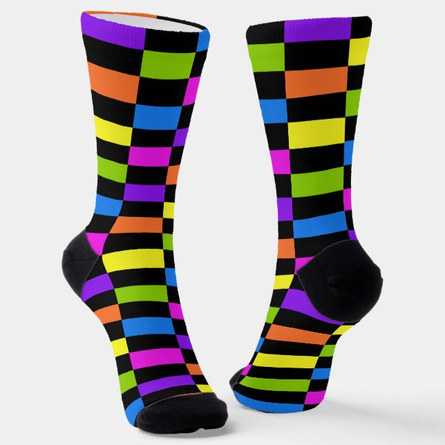 Chaussette Blocs de décalage, couleurs noir et lumineux géomé (Angulaire)