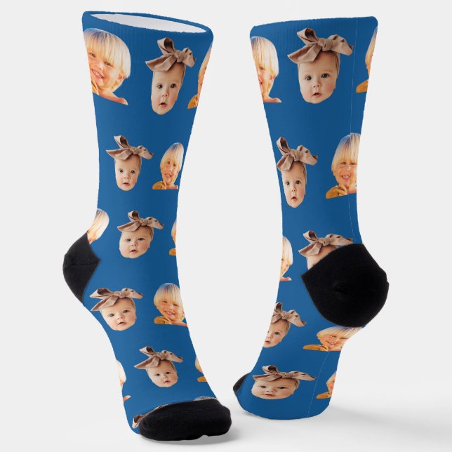 Chaussette Blue Funny Custom 2 Face Photo Papa (Angulaire)