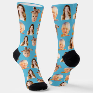 Chaussette Blue Funny Personnalisé Maman de 3 Enfants Photo