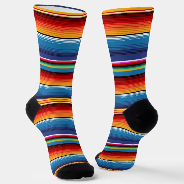 Chaussette Blue Gold Red Sarape mexicaine (Angulaire)