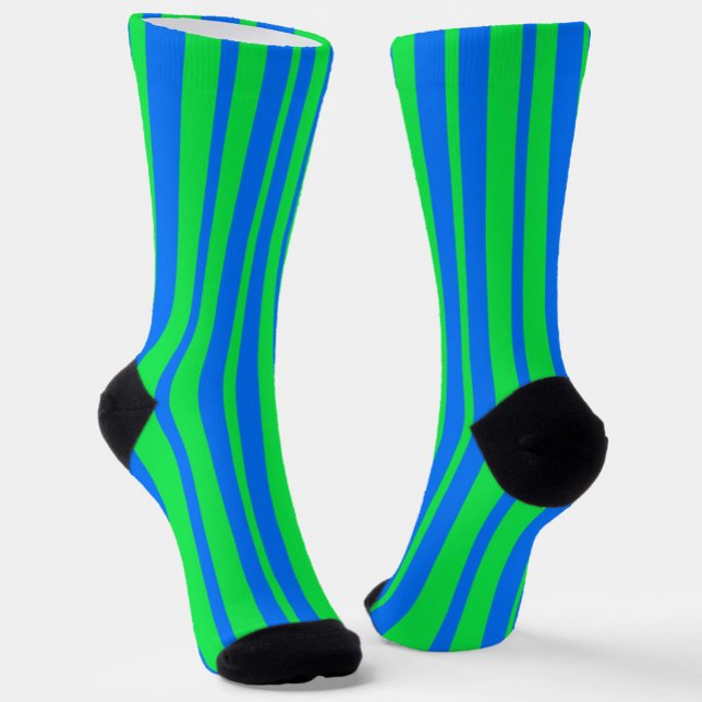 Chaussette Blue Green Stylish Stripes Pattern Design  (Créateur téléchargé)