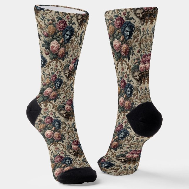 Chaussette Blue Moon Grimoire - Tapisserie victorienne gothiq (Angulaire)