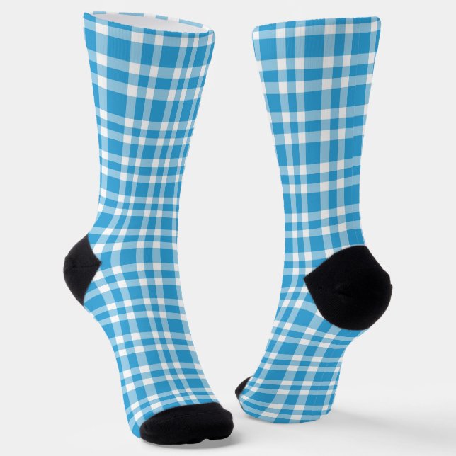 Chaussette Blue White Plaid Pattern (Angulaire)