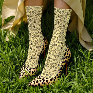 Chaussette Boho Été Floral Miel Abeille Motif Jaune mignonne