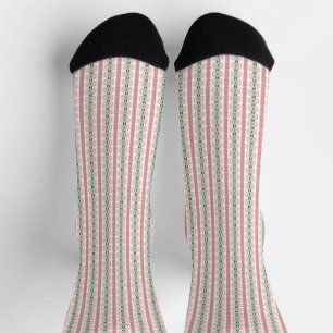 Chaussette Boho Funky Retro Eclectique Pastel Stripe de Noël
