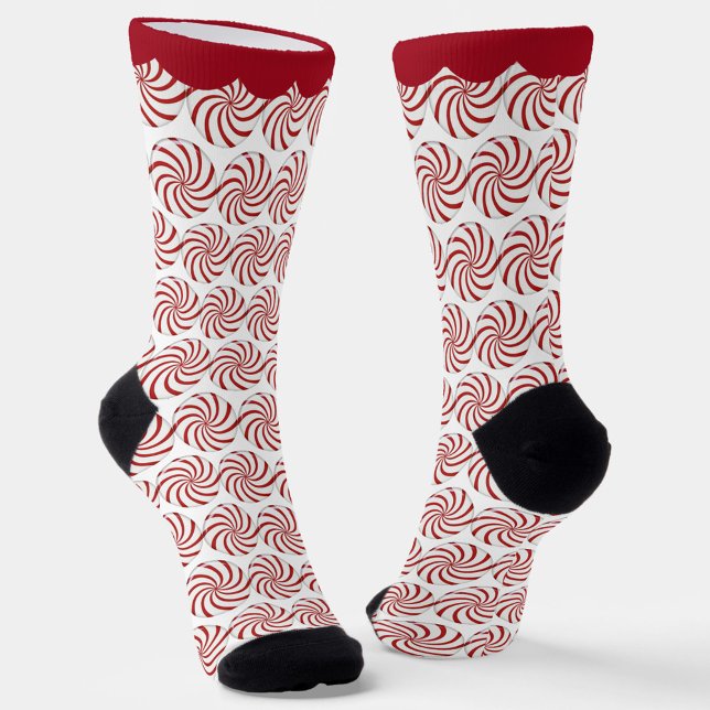 Chaussette Bonbons Tourbillon de Menthe Poivrée Rouge et Blan (Créateur téléchargé)