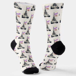 Chaussette Bonjour Paris coloré