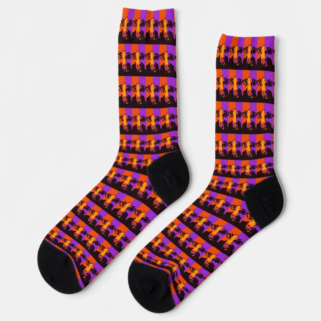 Chaussette BOOvine Halloween Pop Art Chaussettes de vache (Gauche)