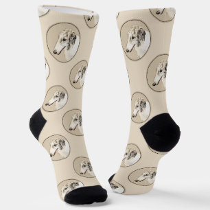 Chaussette Borzoi Argent Fauve Peinture Lévrier Art Canin