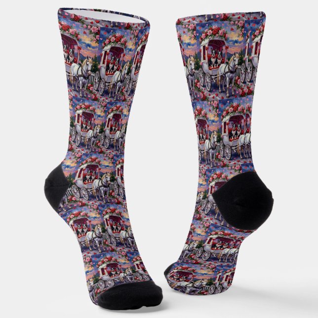 Chaussette Boston Terrier  Dog Valentine's Day (Angulaire)