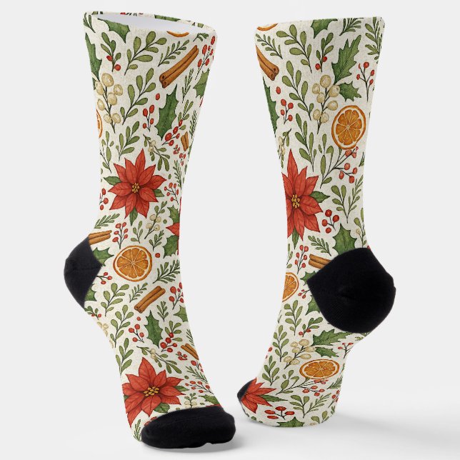 Chaussette Botanical Mistletoe Classic Floral Art Pattern (Angulaire)