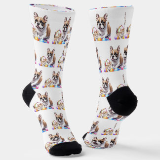 Chaussette Bouledogue français French Bulldog avec chat