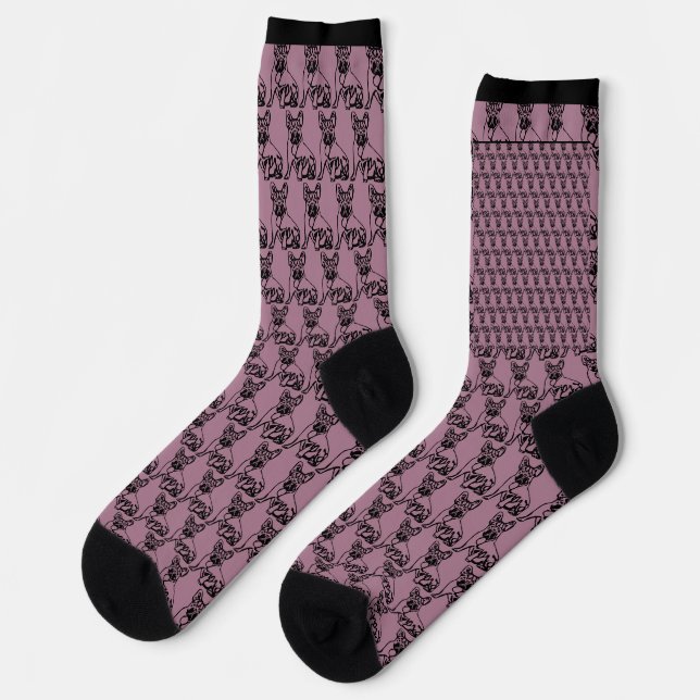 Chaussette Bouledogue français noir (Gauche)