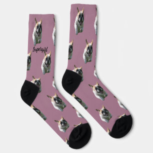 Chaussette Bouledogue français Supergirl Chaussettes