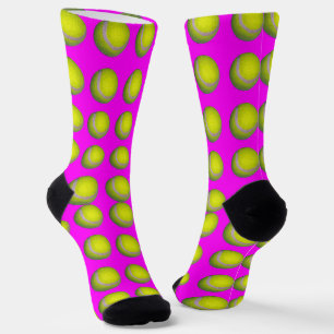 Chaussette Boules De Tennis Jaune Sur Rose, Chaussettes D'Équ