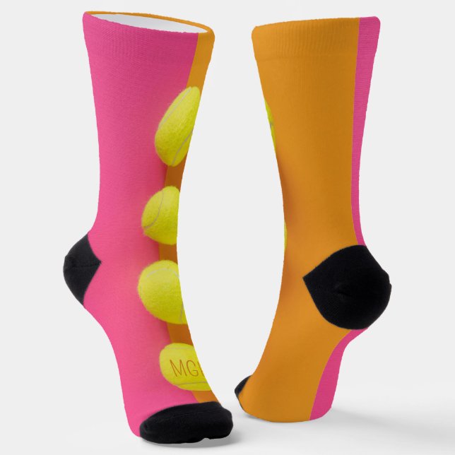 Chaussette Boules de tennis Monogramme personnalisées (Angulaire)