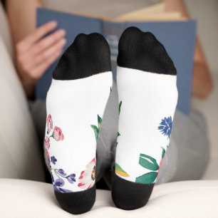 Chaussette Bouquet floral aquarelle – Pivoine romantique et s