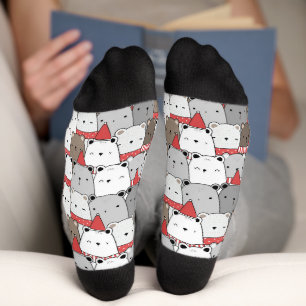 Chaussette Bours blancs de Noël mignons Motif illustré