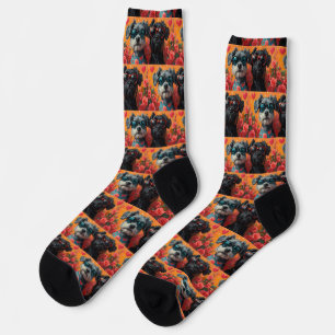 Chaussette Bouviers des Flandres Coeur Roses Saint-Valentin