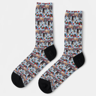Chaussette Bouviers des Flandres Scène de neige festive de No