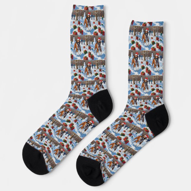 Chaussette Boxer Christmas Festive Scène de neige (Gauche)