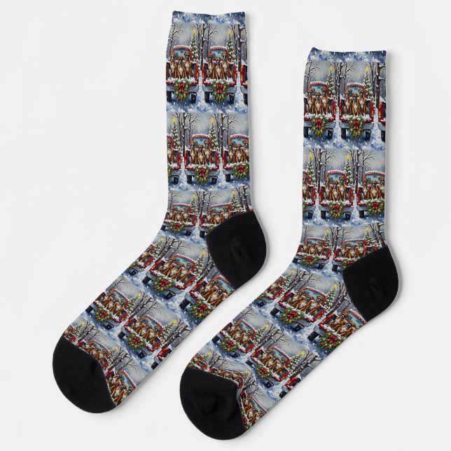 Chaussette Boxer Christmas Red Truck Holiday (Gauche)