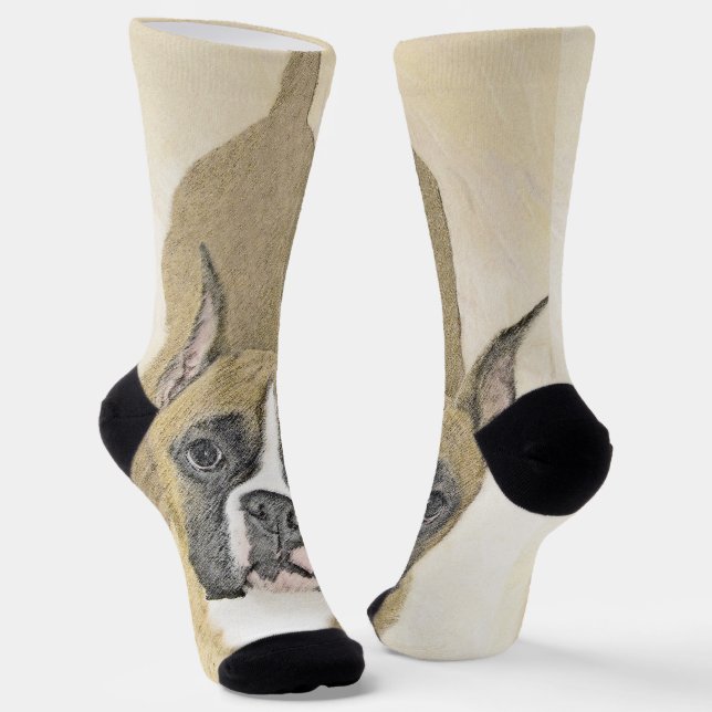 Chaussette Boxer Peinture - Cute Original Chien Art (Angulaire)