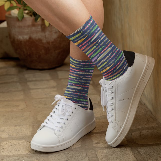 Chaussette Bracelets d'amitié Motif sur bleu marine (Créateur téléchargé)