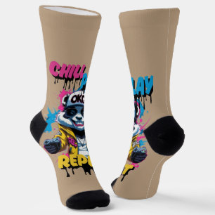 Chaussette Bright Panda Street Art Look