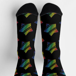 Chaussette Bright Rainbow et Black Honeycomb étoile diamant