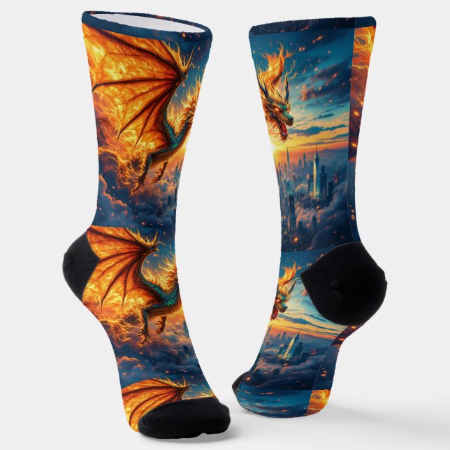 Chaussette Bright Socks RANDOPIX Green Fire Dragon 0039513 (Angulaire)