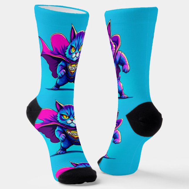 Chaussette Bright Socks RANDOPIX Mewowzer Super Cat 0039514 (Angulaire)