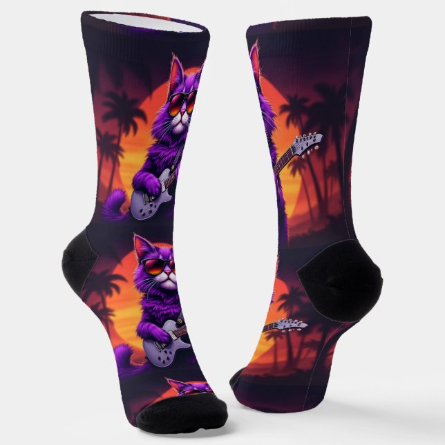 Chaussette Bright Socks UNISEX Cat Playing Guitar 0040752 (Angulaire)