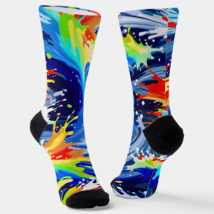 Chaussette Brillant Gras Fun Peinture Splatz Asymétrique