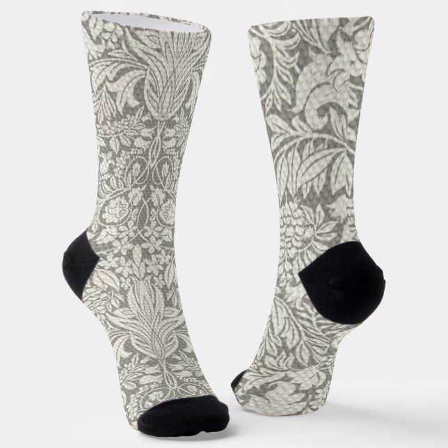 Chaussette brocade en dentelle blanche élégante (Angulaire)