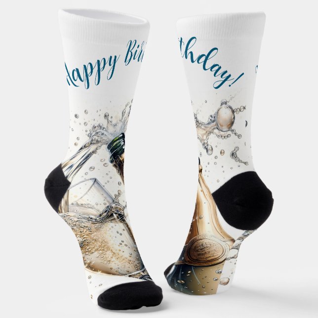Chaussette Bubbly champagne Joyeux anniversaire (Angulaire)