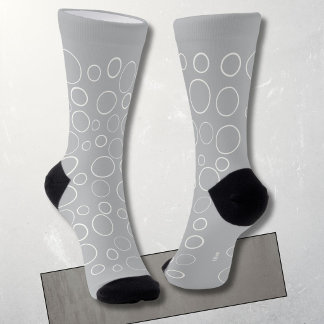 Chaussette Bulles et anneaux, cercles blancs sur gris
