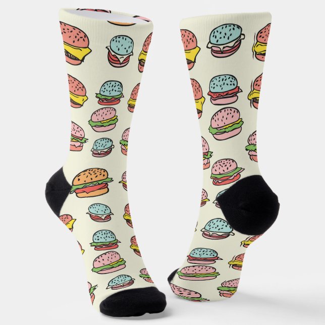 Chaussette Burger coloré amusant Motifs (Angulaire)