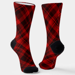 Chaussette Cabine de Noël Rouge et Noir Plaid Cosy