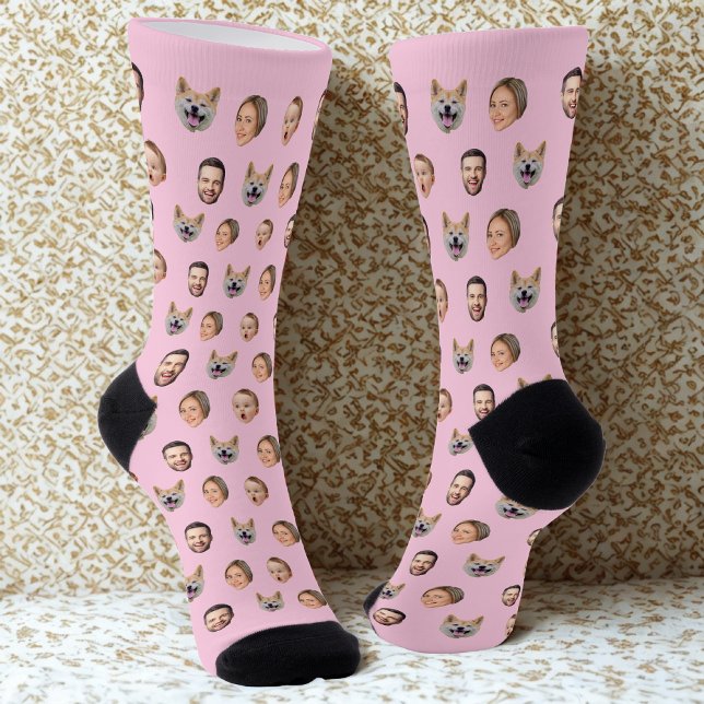 Chaussette Cadeau de famille photo personnalisée, 4 photos vi (Créateur téléchargé)