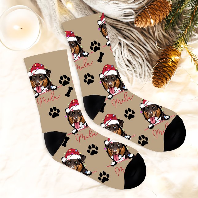 Chaussette Cadeau de Noël personnalisé de chien Rough Collie (Créateur téléchargé)