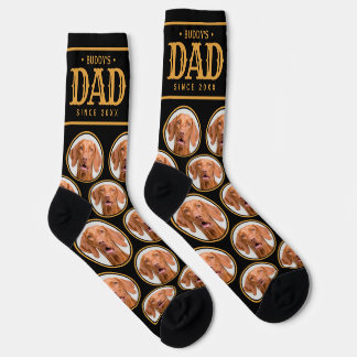 Chaussette Cadeau Papa Chien Personnalisé Photo Modèle Noir &