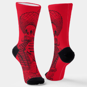 Chaussette Calavera en rouge